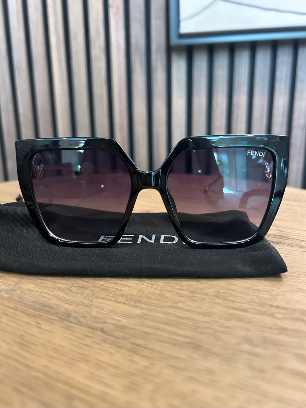 Fendi Women's Black Oversized Square Sunglasses - Picture 3 of 3